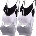 BQTQ 6 Pcs V Neck Bralettes for Women Padded Bralette with Straps Seamless Bra