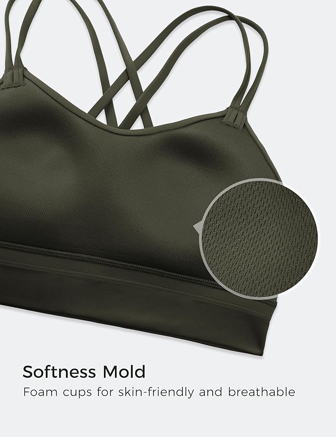 CRZ YOGA Softness Mold Butterluxe Strappy Longline Sports Bras for Women - Double Spaghetti Strap Workout Yoga Crop Top