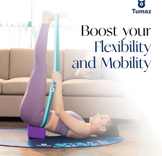 Tumaz Non-Slip Yoga Blocks 2-Pack - High Density/Lightweight EVA Foam & Natural Cork for Stability, Premium Set with E-Book Included