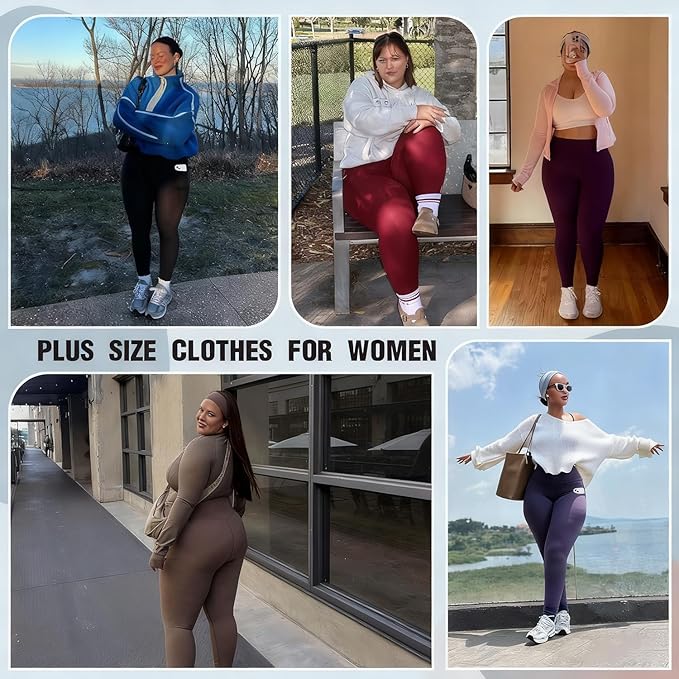 Plus Size Leggings for Women with Pockets-Stretchy XL-5XL Yoga Pants Tummy Control High Waist Workout Leggings