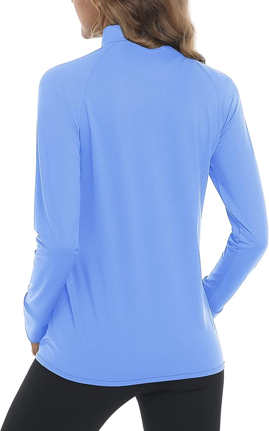 MAGCOMSEN Women's UPF 50+ Lightweight Athletic Jacket Sun Protection Full Zip Long Sleeve Shirts Hiking Outdoor Pockets