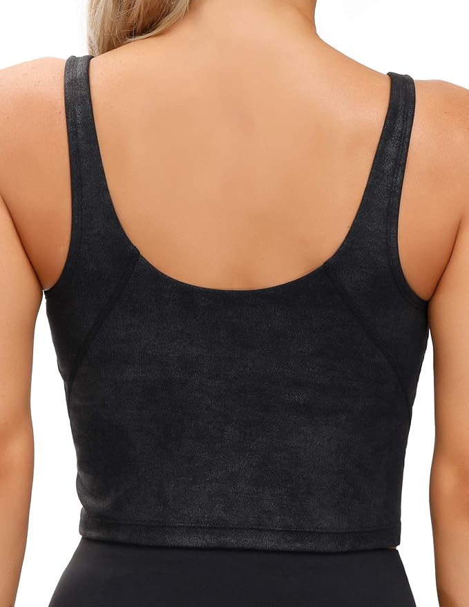 THE GYM PEOPLE Womens' Sports Bra Longline Wirefree Padded with Medium Support