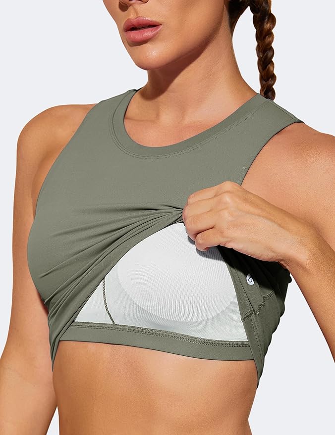 Natural Feelings Nudi Sports Bras for Women Removable Padded Yoga Tank Tops Sleeveless Fitness Workout Crop Tops