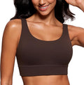 CRZ YOGA Butterluxe U Back Longline Sports Bras for Women - Scoop Neck Padded Yoga Workout Crop Top with Built in Pads