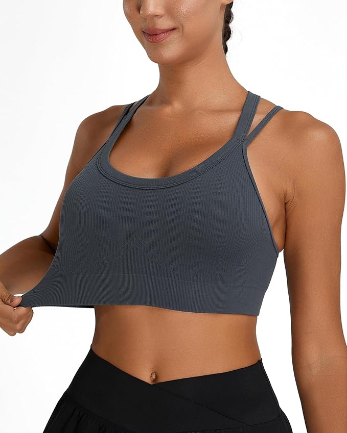 Sports Bras for Women HIigh Support, Criss-Cross Back Padded Strappy High Impact Sports Bras for Women Large Bust