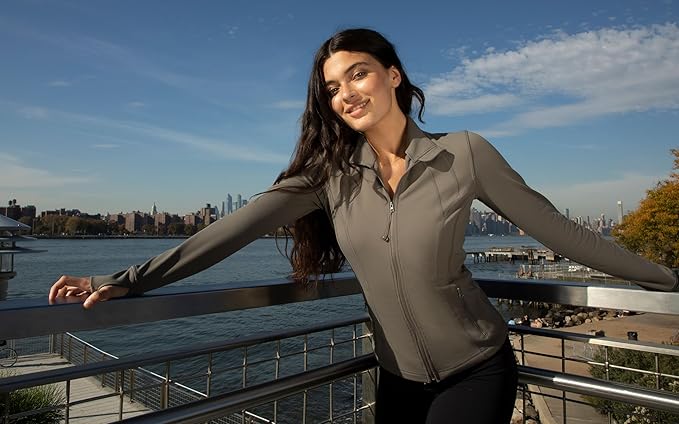 90 Degree By Reflex Full Zip Running Track Jacket Lightweight Athletic Slim Fit Jacket with Thumbholes