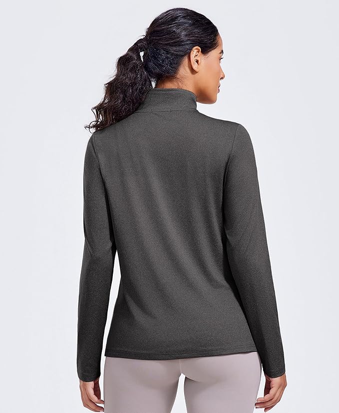 PINSPARK Workout Tops for Women Long Sleeve Athletic Shirt Quarter Zip Running Shirts Stretchy UPF 50+ Yoga Hiking Tee Top