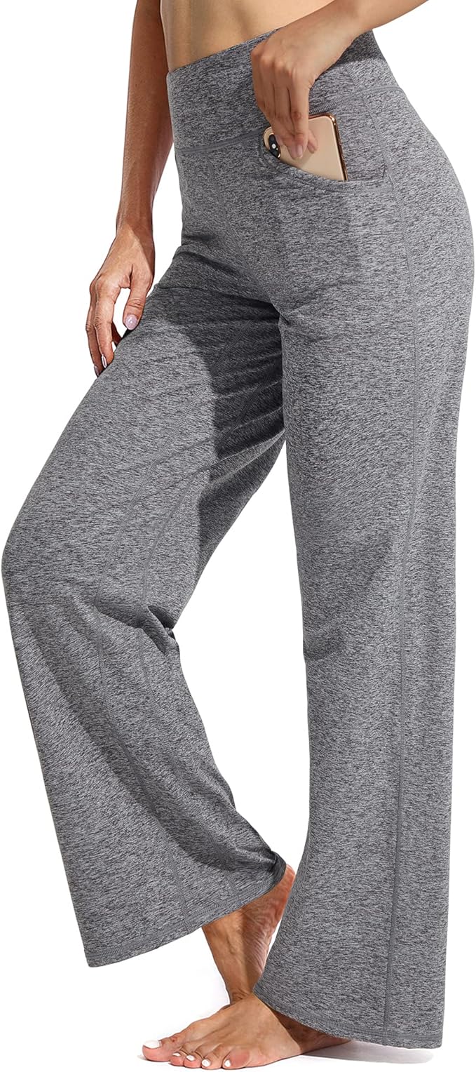 Promover Wide Leg Pants Woman Yoga Pants with Pockets Stretch Loose Casual Lounge Sweatpants Petite/Regular/Tall