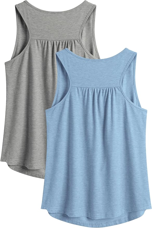 PINSPARK Workout Tops for Women Racerback Tank Tops Sleeveless Athletic Running Shirts Lightweight Yoga Gym Tank,2 Pack S-3XL