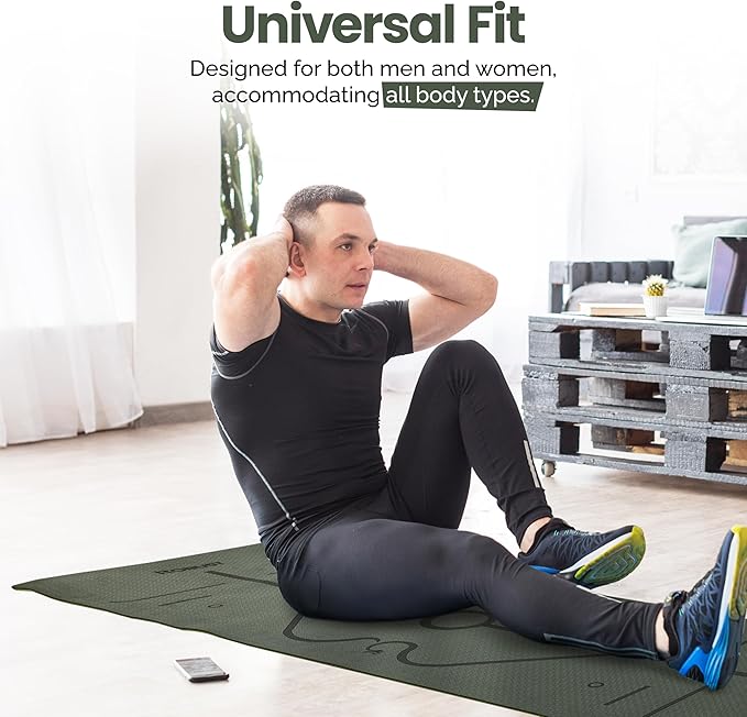 Robust Extra Thick Yoga Mat 1/4 & 1/3 & 2/5 Inch - Non Slip Exercise Mat with Alignment Lines, Carrying Strap, TPE Eco-Friendly Material for Knee Support, Sweat-Proof 72" x 24" for Women & Men
