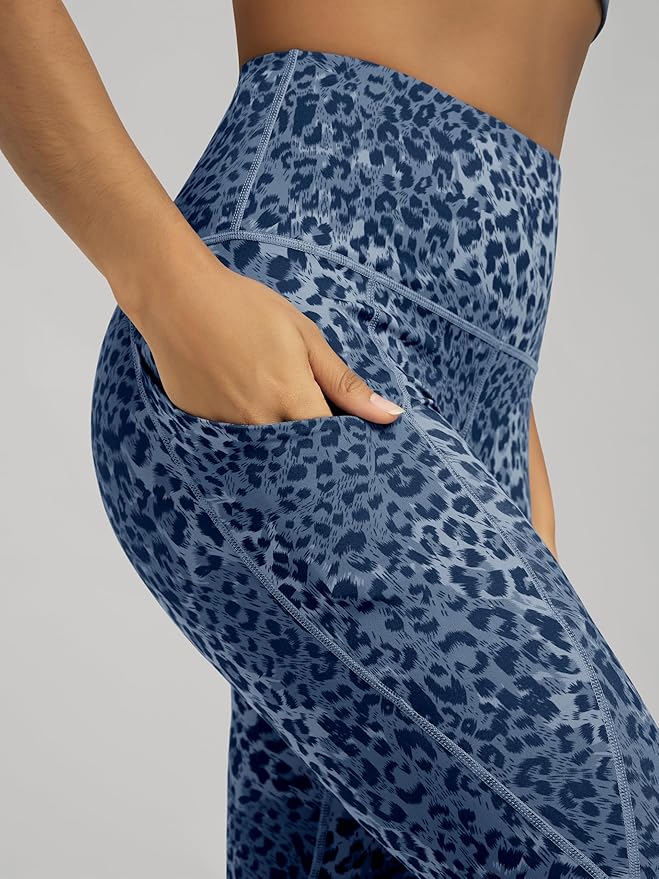 ODODOS Women's High Waisted Yoga Capris with Pockets, Tummy Control Non See Through Workout Athletic Running Capri Leggings