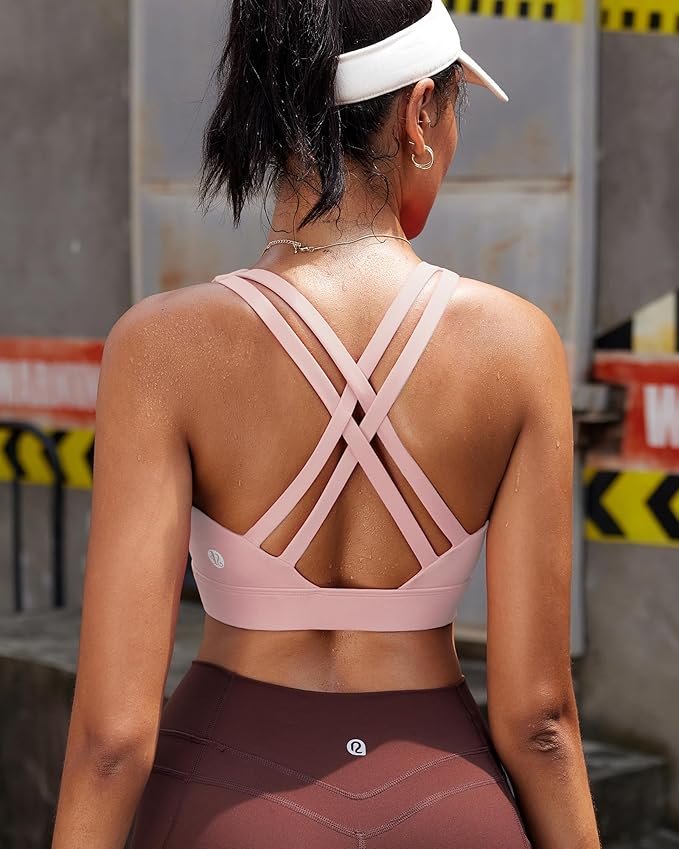 RUNNING GIRL High Impact Sports Bras for Women - Scoop Neck Strappy Sports Bra High Support Moulded Cup Workout Bra