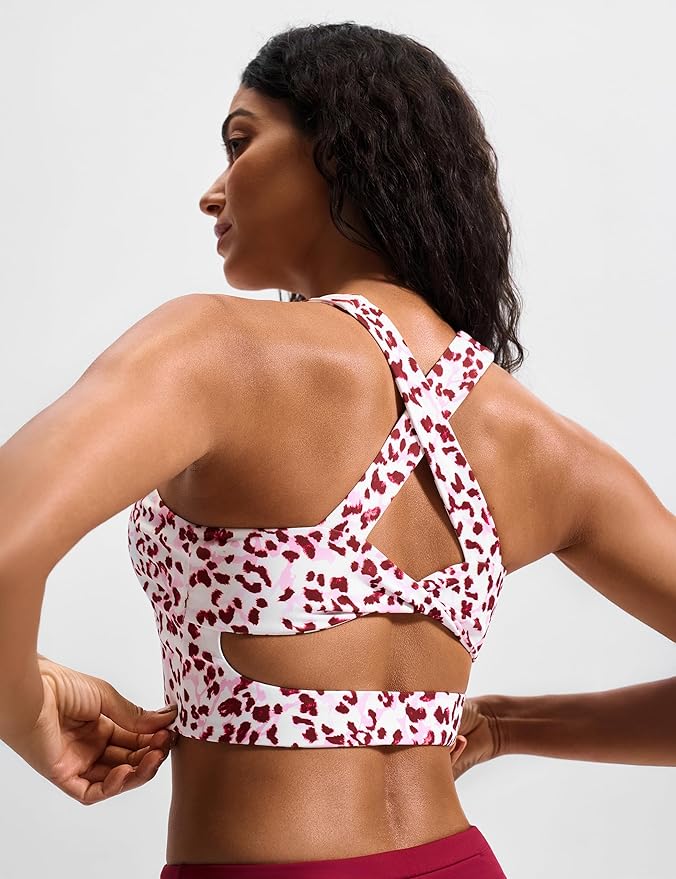 Sports Bras for Women Criss-Cross Back Padded Workout Tank Tops Medium Support Crop Tops for Women