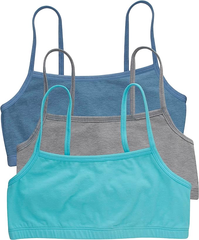 Hanes Women's String Bralette Pack, 3-Pack, Cotton Sports Bralette Bras for Women, Solid or Assorted Wireless Bras