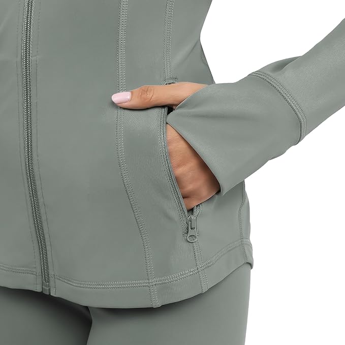 Yogalicious Womens Ultra Soft Lightweight Full Zip Yoga Jacket with Pockets