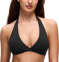 CRZ YOGA Butterluxe Double Lined Twist Halter Sports Bras for Women - Deep V Neck Crop Top Casual Open Back Non Padded