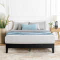 Mellow Naturalista Grand 12 Inch Solid Wood Platform Bed with Wooden Slats, Easy Assembly, King, Black