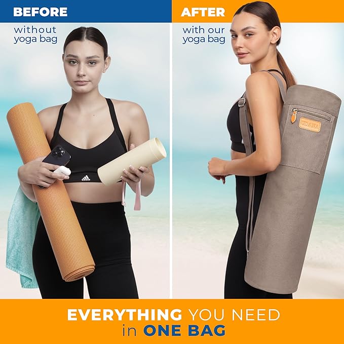 UDANA Yoga Mat Bag – Heavy Duty Canvas Carrier with 3 Pockets & Full Zip – Available in 3 Sizes (16L, 18L, 34L) - Multiple Colors