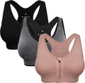 Women's Zip Front Sports Bra Wireless Post-Surgery Bra Active Yoga Sports Bras