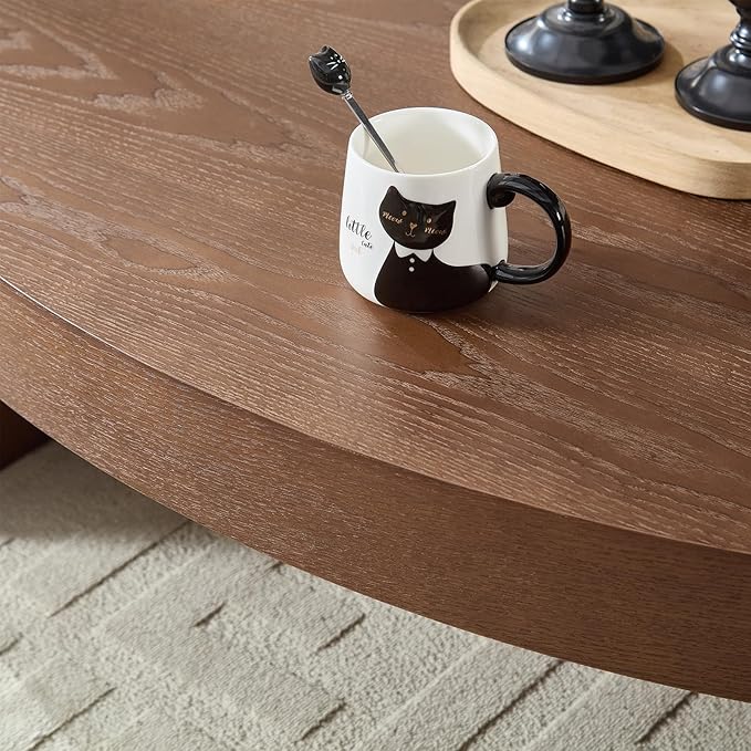 42.24” Modern Oval Coffee Table, MDF Center Table, Conference Table, Minimalist Accent Dinning Coffee Table for Living Room, Apartment,Office,Courtyard,No Assembly.(Walnut)