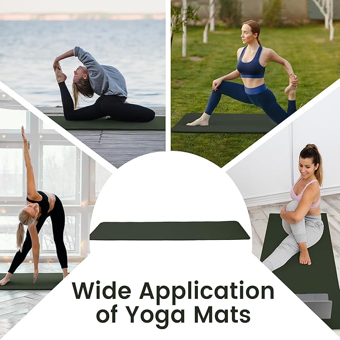 Fitvids Yoga Mat, 1/2-Inch Extra Thick High Density Exercise Mat, Anti-Tear Exercise Yoga Mat with Carrying Strap, Suitable for Various Yoga Exercises