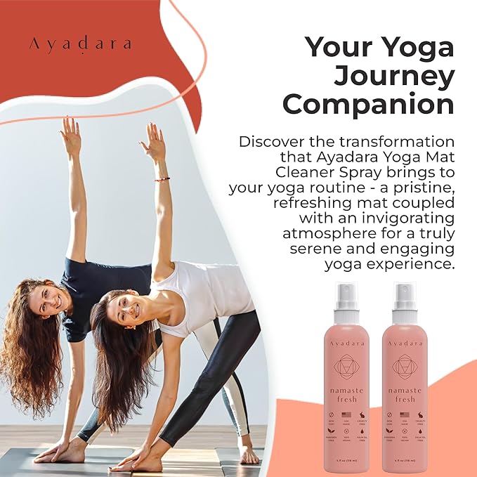 Yoga Mat Cleaner Spray, Cleaning Spray for Yoga Accessories, All Purpose Mat Spray for Gym Equipment, Workout Mat Spray With Tea Tree Oil, Yoga Mat Spray Cleaner, 1000 Sprays per Bottle 2-Pack