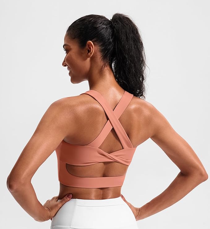 Sports Bras for Women Criss-Cross Back Padded Workout Tank Tops Medium Support Crop Tops for Women