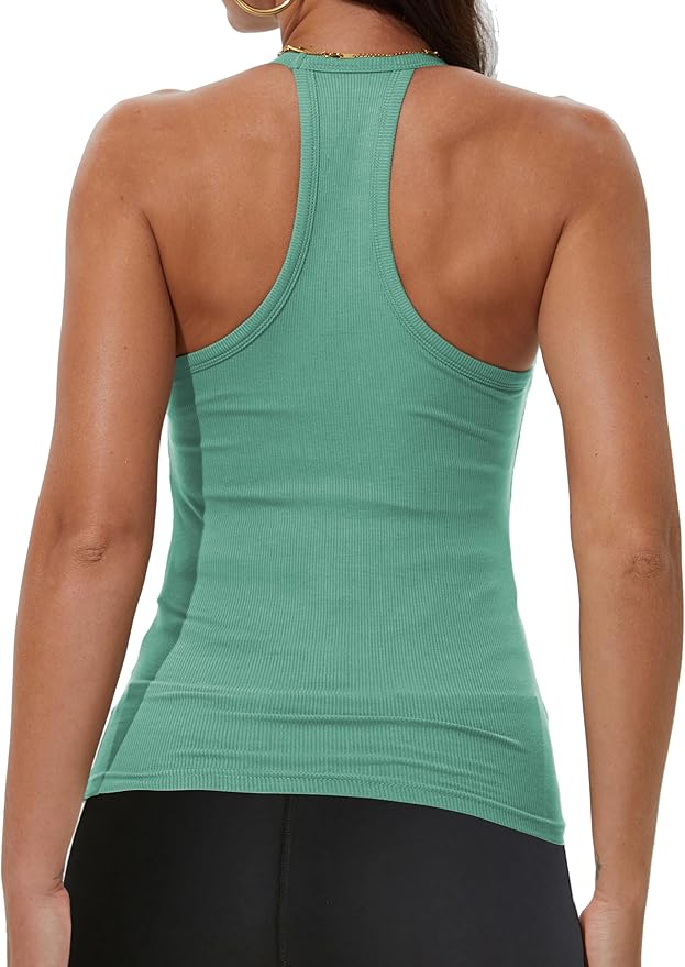 iGENJUN Workout Tops for Women Racerback Basic Tank Summer 2026 Camisole V Neck Slim Fit Ribbed Sleeveless