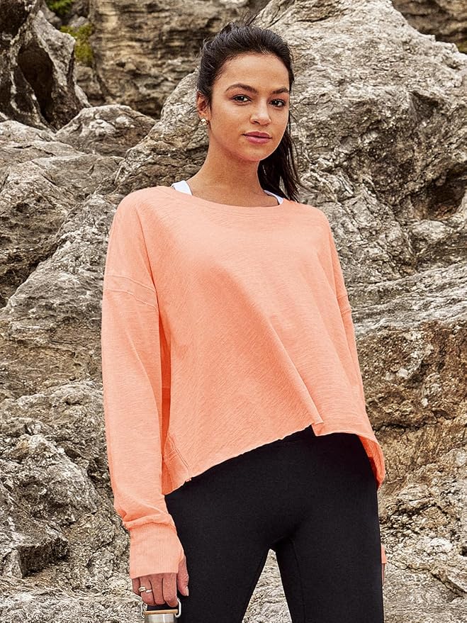 Panadila Womens Open Back Workout Top Long Sleeve Athletic Shirts Casual Crop Running Tee Y2k Yoga