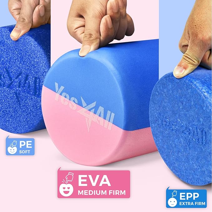 Yes4All EVA Firm Foam Rollers for Yoga & Pilates, Available in 12, 18, 24, 36 inch, Yoga Roller for Massage, Stretching, Core Strengthening