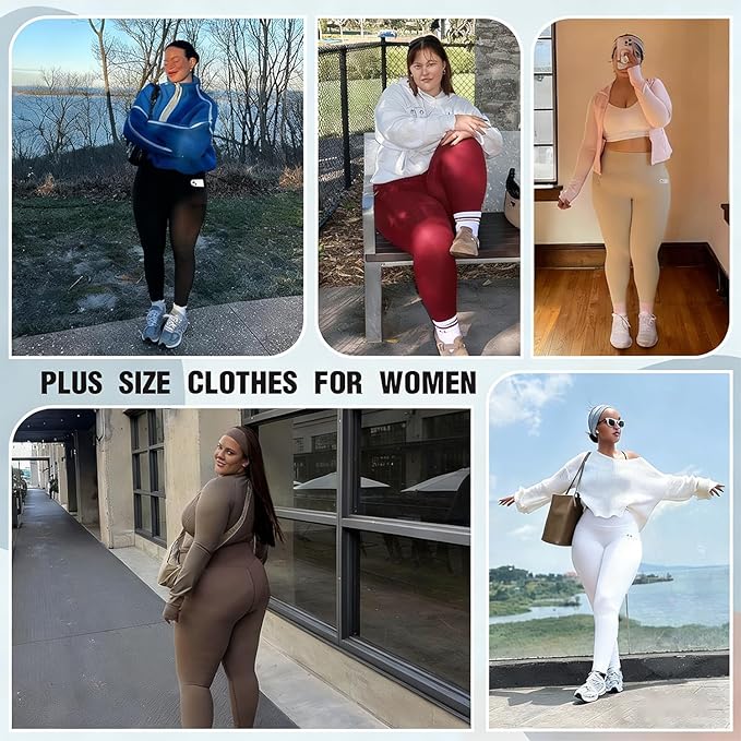 Plus Size Leggings for Women with Pockets-Stretchy XL-5XL Yoga Pants Tummy Control High Waist Workout Leggings