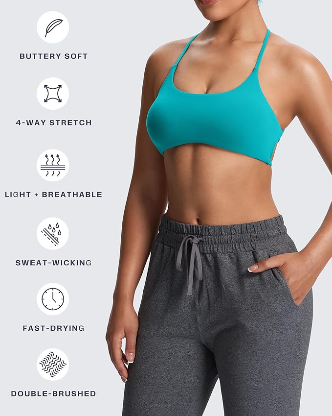 Aoxjox Women's Workout Sports Bras Fitness Trinity Ivy Low Impact Bra Yoga Crop Tank