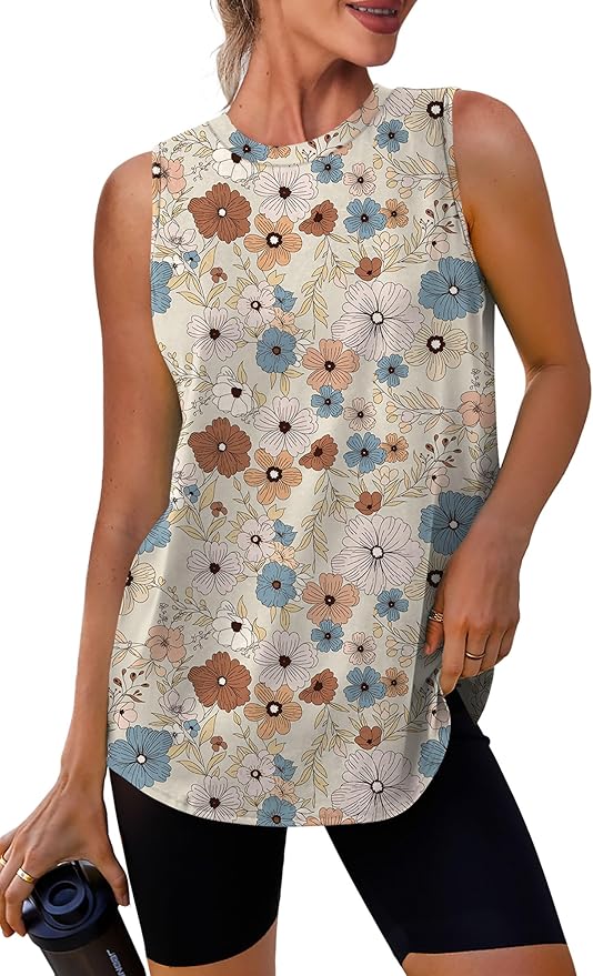 Womens Workout Tank Tops Lightweight Sleeveless Shirts for Women Loose Fit Tops for Athletic Running Tennis Yoga