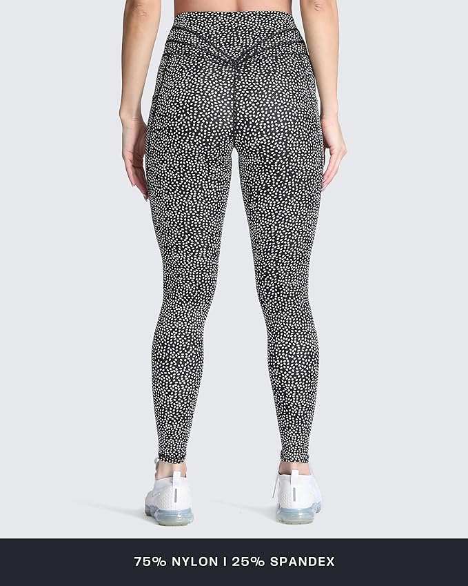 Aoxjox Women's Trinity High Waisted Yoga Pants with Pockets Cross-Waist Tummy Control Buttery Soft Workout Leggings 26"