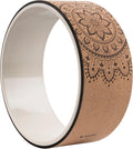 Navaris Cork Yoga Wheel - Prop for Stretching, Flexibility, Back Bends - Helps Deepen Poses and Stretch Back, Shoulders, Chest - 13" (33cm) Diameter