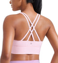 CRZ YOGA Naked Feeling Strappy Longline Sports Bras for Women - Medium Impact Criss Cross Yoga Padded Workout Crop Top