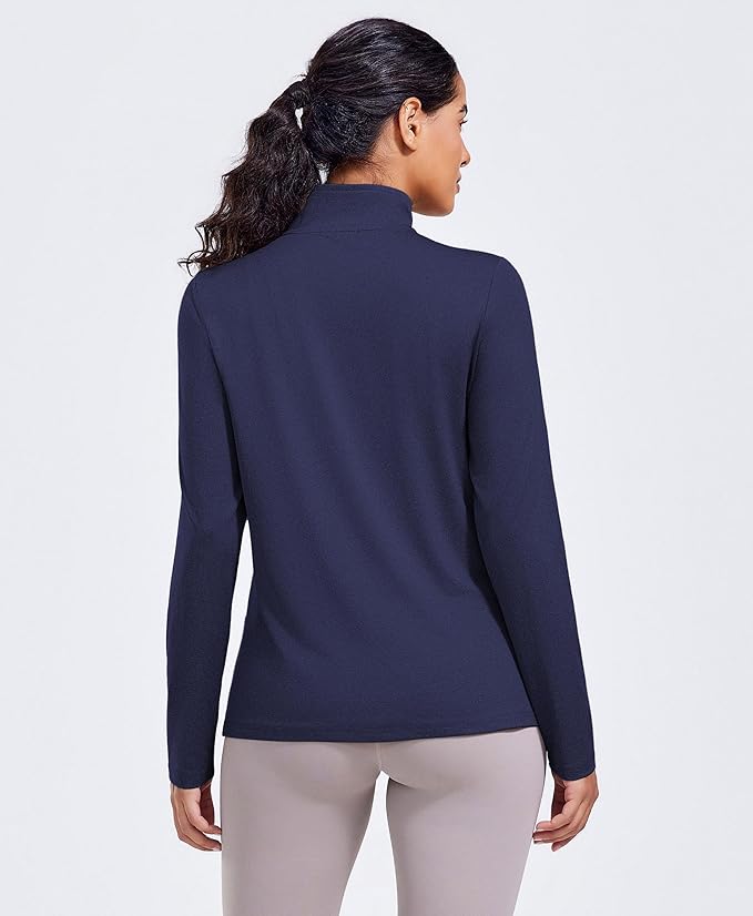 PINSPARK Workout Tops for Women Long Sleeve Athletic Shirt Quarter Zip Running Shirts Stretchy UPF 50+ Yoga Hiking Tee Top
