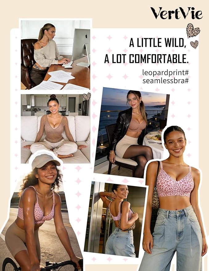 Vertvie Womens Seamless Jelly Bras No Underwire Comfort Push Up Bras Buttery Soft Wireless Bralette Full Coverage Sports Bra