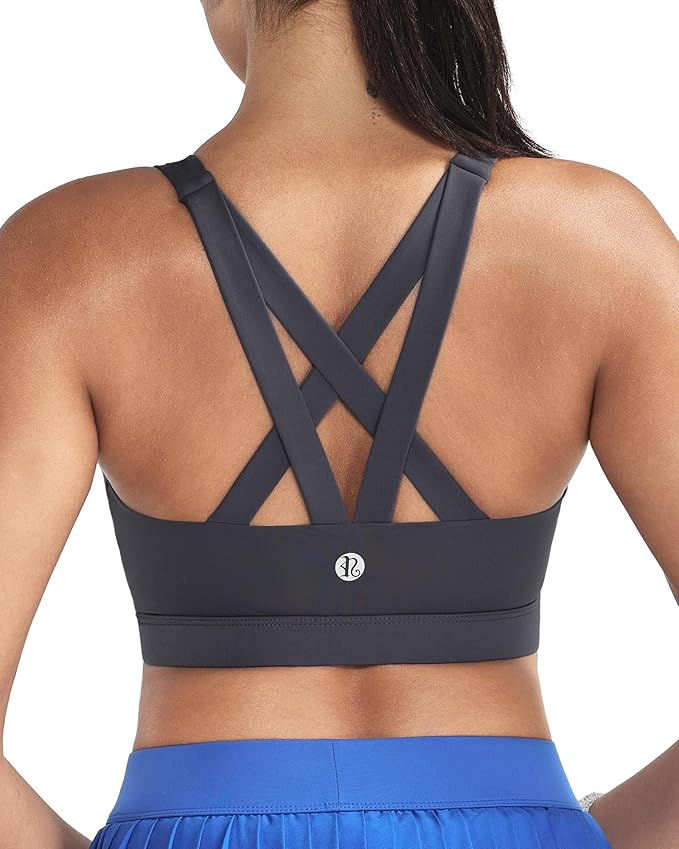 RUNNING GIRL Sports Bras for Women,Padded Strappy Sports Bras Criss-Cross Back Medium Support Sports Bras with Removable Cups