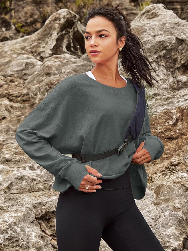 Panadila Womens Open Back Workout Top Long Sleeve Athletic Shirts Casual Crop Running Tee Y2k Yoga
