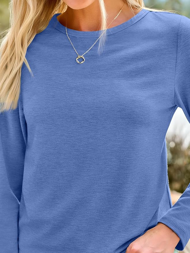 AUTOMET Women‘s Basic Long Sleeve Crewneck, Plus Size Winter & Spring Top, Casual Fall Tee for Teacher & Everyday Outfits