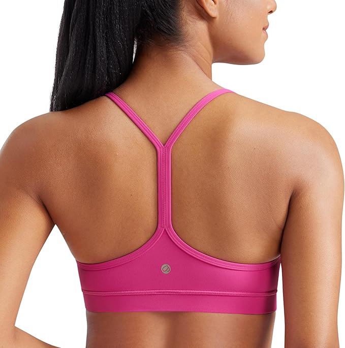 CRZ YOGA Butterluxe Y Back Sports Bras for Women - Padded Racerback Low Impact Spaghetti Thin Strap Workout Yoga Top