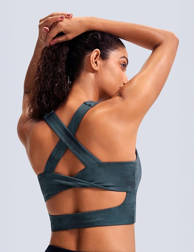 Sports Bras for Women Criss-Cross Back Padded Workout Tank Tops Medium Support Crop Tops for Women