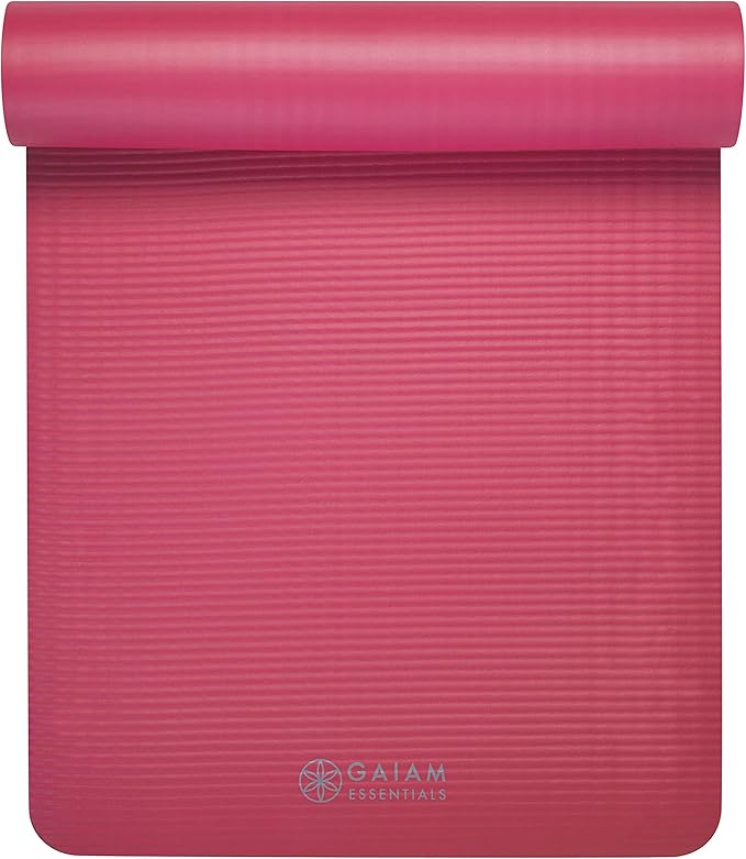 Gaiam Yoga Mat, Pilates & Exercise Mat, Thick 2/5" (10mm) Workout Mat with Easy-Cinch Carrying Strap for Home & Gym Workouts