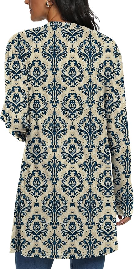 Womens Casual Lightweight with Pocketes Long Sleeve Open Front Cardigan