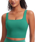 CRZ YOGA Butterluxe Square Neck Crop Tank Tops for Women - Workout Longline Sports Bras Padded Yoga Camisole