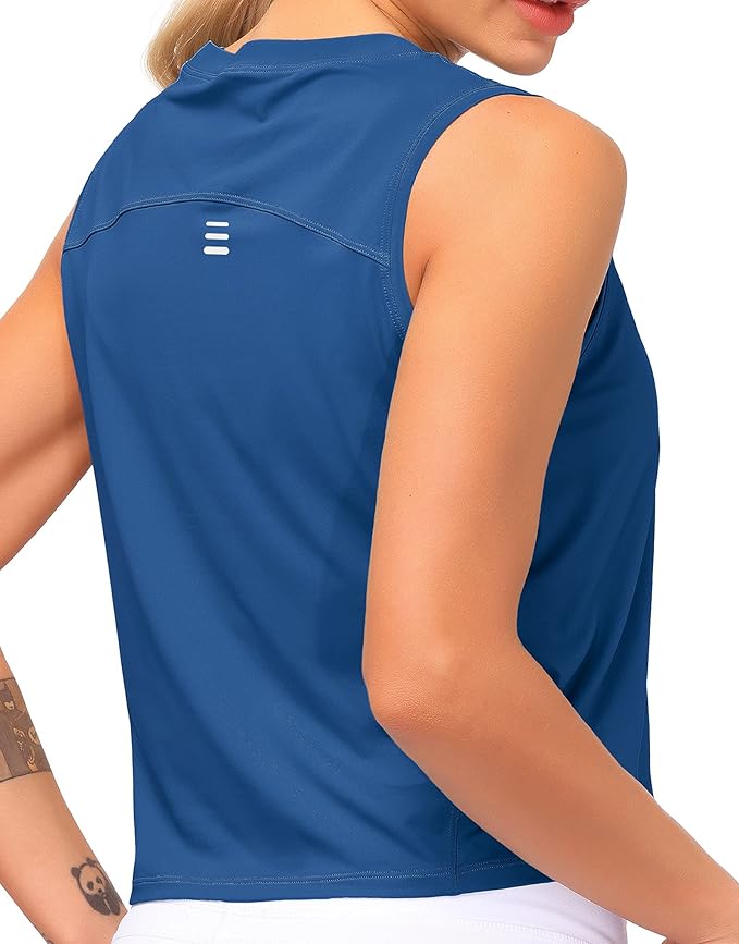 Dragon Fit Womens Ice Silk Workout Tank Tops Sleeveless Cropped Yoga Shirt for Running Gym Summer