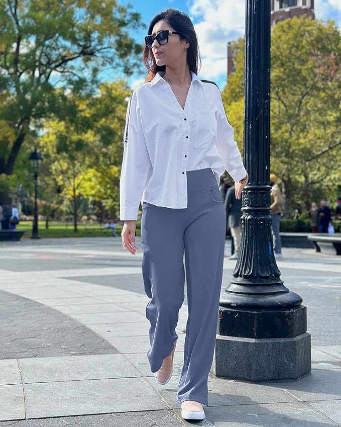 Promover Wide Leg Pants Woman Yoga Pants with Pockets Stretch Loose Casual Lounge Sweatpants Petite/Regular/Tall