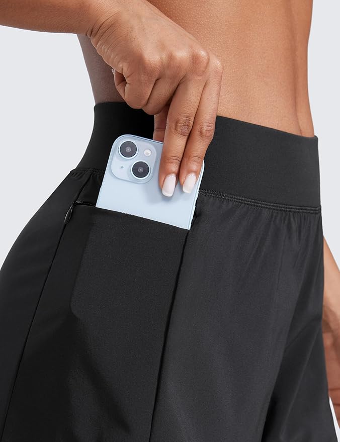 CRZ YOGA 2 in 1 Double Layer Running Shorts for Women 3" - High Waisted for Athletic Tennis Workout with Zip Pockets