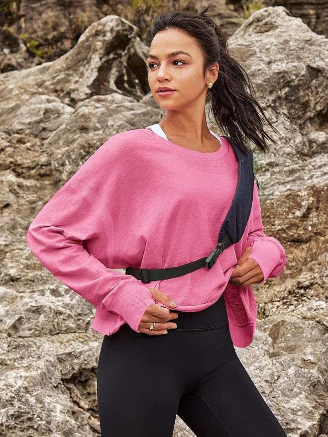 Panadila Womens Open Back Workout Top Long Sleeve Athletic Shirts Casual Crop Running Tee Y2k Yoga